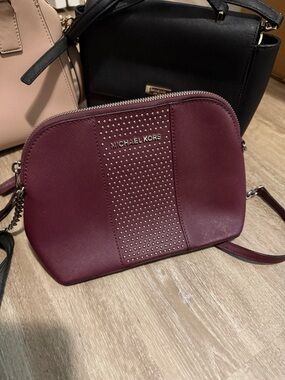 Michael Kors Wine Studded Dome Crossbody Bag